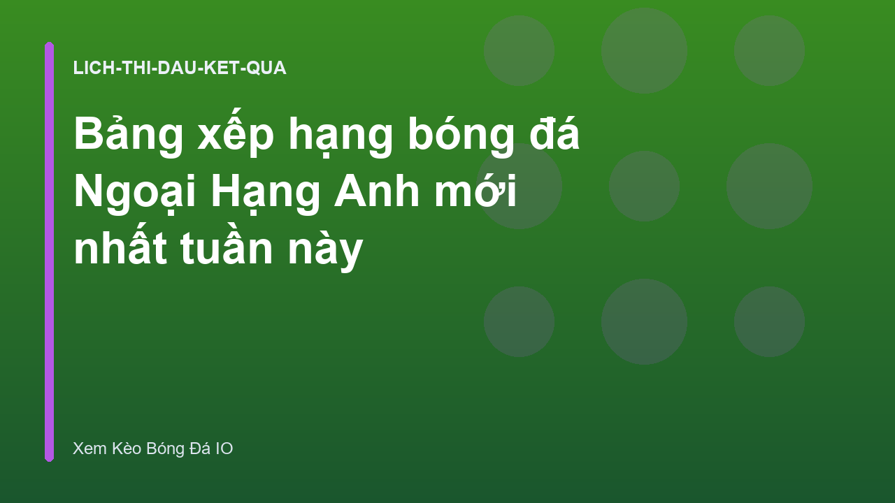 Bảng xếp hạng bóng đá Ngoại Hạng Anh mới nhất tuần này